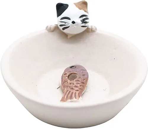 Miniatura 6 de Newwe Soporte para incienso de resina, quemador de incienso para gatos pequeños, mini estatua de animal lindo quemador de incienso para el hogar