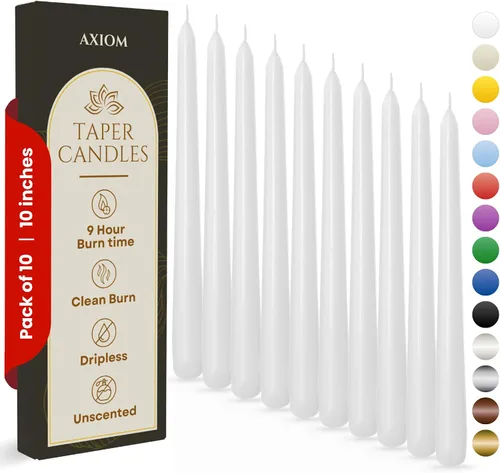 Miniatura 37 de Axiom Candles - Velas cónicas de 10 pulgadas sin goteo - Velas altas sin perfume y sin humo - 9 horas de combustión - Velas cónicas para el hogar