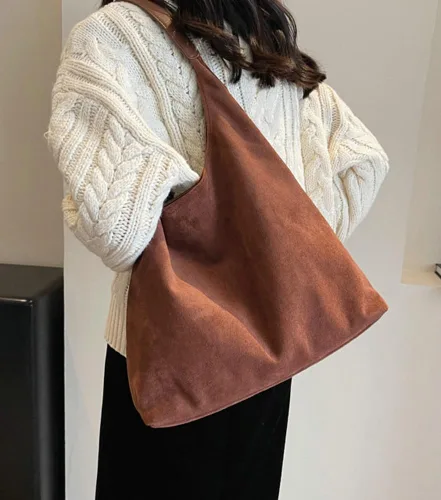 Miniatura 4 de Bolsos de hombro de gamuza para mujer, bolso de mano grande, bolso retro, bolso casual de trabajo para mujer con asa superior
