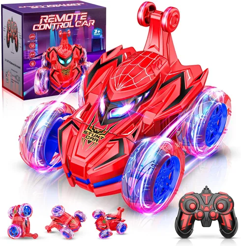 Coche a Control Remoto, Juguetes para Niños de 4 a 6 años, 6 a 8, 8 a 12 años, Rotación de 360°, 2.4 GHz, Coches RC de Acrobacias Rápidas con Luces