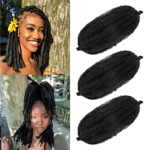 Miniatura 59 de Marley Twist - Cabello trenzado de 16 pulgadas, cabello afro trenzado elástico, paquete de 7 paquetes, cabello rizado rizado ombré, marrón Marrón