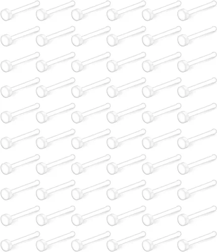 Miniatura 4 de Ruifan Anillo de hueso de nariz transparente de 22G Bioflex, retenedor para el cuerpo, joyería para el cuerpo, parte superior plana de 0.079 in