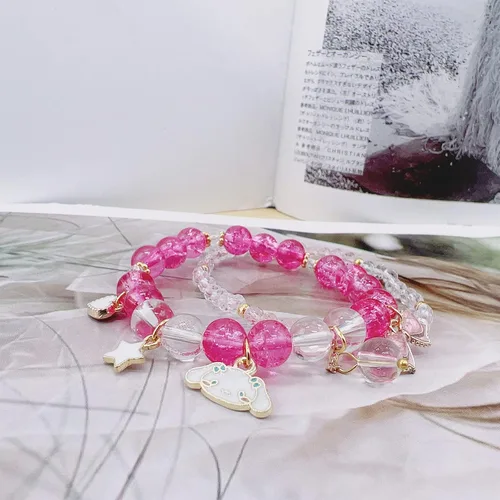 Miniatura 6 de CJIAYUJEW Cute Bracelet Crystal Pearl Bracelets, Anime Elastic Stretch Crystal Bead Bracelet Lovely Cartoon Elastic Beaded Bracelets for Women