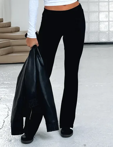 Miniatura 2 de KMBANGI Pantalones ajustados para mujer, tiro bajo, corte de bota, elásticos, pantalones acampanados para yoga, pantalones deportivos largos Y2K
