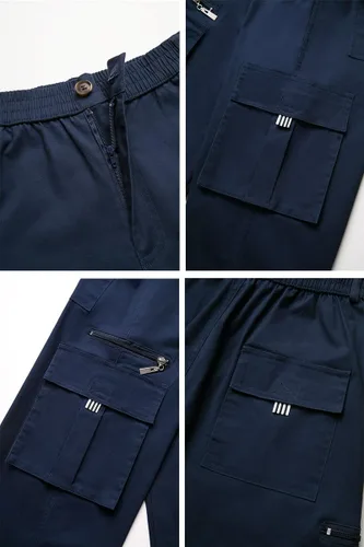 Miniatura 5 de THWEI Pantalones cargo para hombre, estilo casual, de algodón, con múltiples bolsillos, para senderismo, trabajo