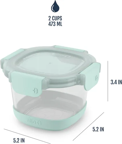 Miniatura 4 de Ello Duraglass Refresh - Juego de 4 recipientes de vidrio reutilizables de 2 tazas con tapas a prueba de fugas y mangas protectoras de silicona