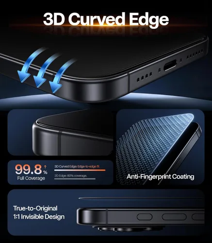 Miniatura 3 de TORRAS OrigArmor - Protector de pantalla para iPhone 17 Pro Max [100% antirreflectante] [ajuste de cobertura completa 3D] de grado militar