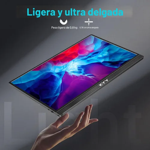Miniatura 9 de KYY Monitor portátil de 15.6 pulgadas FHD 1080P USB C HDMI monitor de juegos ultra delgado pantalla IPS con cubierta inteligente y altavoces, Plug &