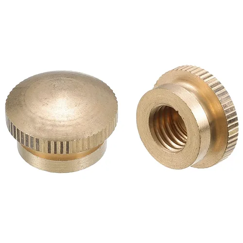 Miniatura 6 de uxcell Tuercas moleteadas para pulgar, 5 tuercas moleteadas de latón M3 x D10mm x H8mm con collar de cabeza alta con agujero ciego moleteado
