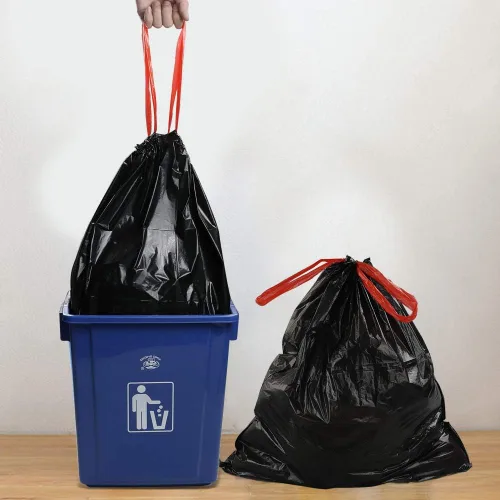 Miniatura 6 de Teyyvn Bolsas de basura negras con cordón, 4 galones, 220
