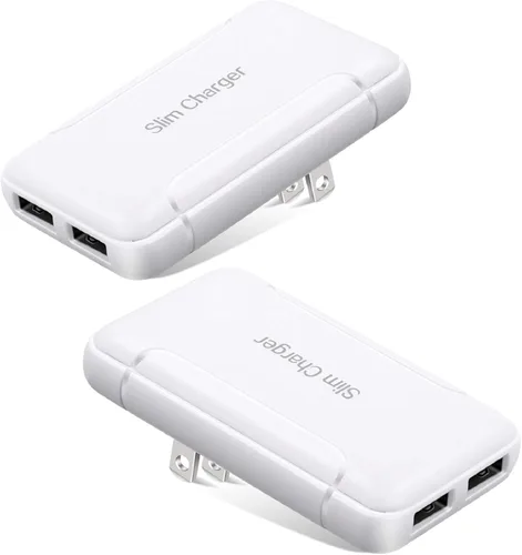 Miniatura 8 de Cargador de pared USB doble, [paquete de 2] cargador plano de pared USB delgado compatible con iPhone 16 15 14 Pro Max/13/12/11/Xr/Xs/X, Galaxy Negro
