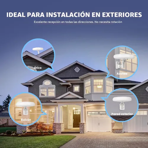 Miniatura 5 de 1byone Antena de TV para exteriores Recepción omnidireccional de 360° de largo rango de más de 100 millas mejora la antena HDTV lista VHF y UHF 4K