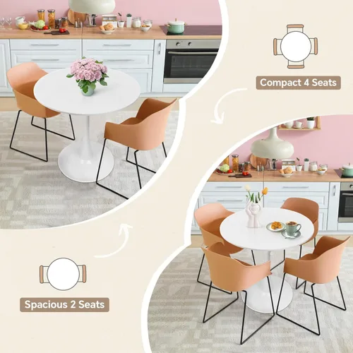 Miniatura 7 de Mesa de comedor redonda de tulipán blanco de 27.5 pulgadas para espacio pequeño, mesa de cocina moderna con base de pedestal para 2-4 personas