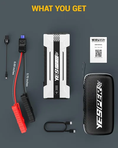 Miniatura 9 de YESPER 4120A Arrancador de Batería Portátil, Arrancador de Batería de Coche de 12V (Todo Gas, hasta 10.0L de Motor Diesel), Paquete de Impulso
