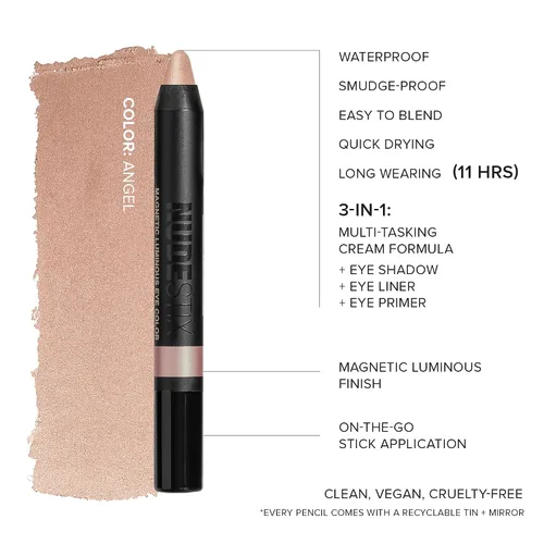 Miniatura 4 de Nudestix Color de ojos luminoso magnético: barra de sombra de ojos crema 4 en 1, delineador, imprimación e iluminador Larga duración, acabado