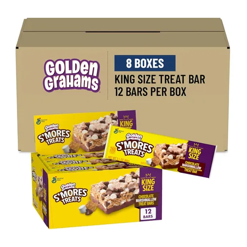 Golden Grahams Smores Treat Barras, tamaño King, 2.1 onzas, 12 unidades (paquete de 8)
