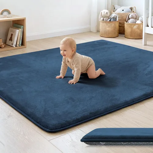Miniatura 17 de Tapete de cama de bebé de 1.3 pulgadas de grosor para dormitorio, tapete básico de espuma acolchada suave de felpa de 28 x 72 pulgadas con acolchado
