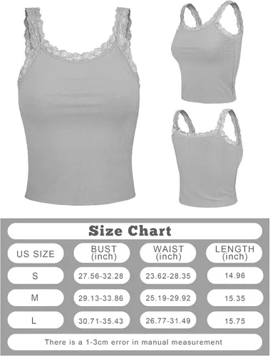 Miniatura 3 de Sintege Camiseta sin mangas de encaje para mujer, 3 piezas, camisola de encaje, sin mangas, con ribete de encaje, Y2K