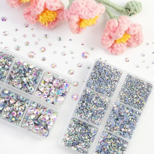 Miniatura 2 de BEADSLAND Hotfix diamantes de imitación, 6080 piezas de diamantes de imitación AB para manualidades en ropa, 6 tamaños mixtos con lápiz de cera