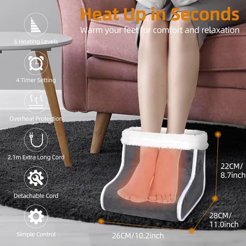 Miniatura 2 de Calentador de Pies Eléctrico con Calefacción - KLADNDER Calentador de Pies con Calefacción para Hombres y Mujeres, Calentador de Pies con 6