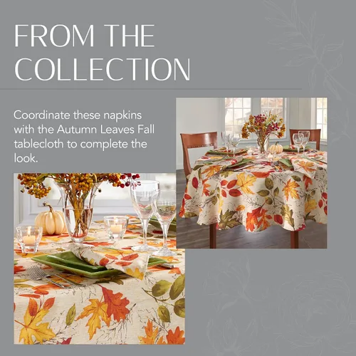 Miniatura 5 de Elrene Home Fashions - Servilletas de tela con estampado de hojas de otoño, 17 x 17 pulgadas, juego de 8