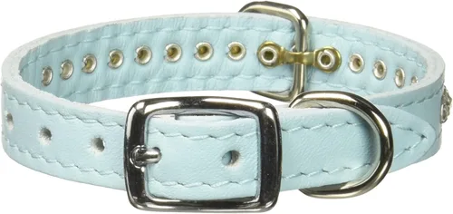 Miniatura 97 de Collar de perro de cuero y cristales de OmniPet Signature, cuero de grano de violeta africana de avestruz, se ajusta a un tamaño de cuello de 6"-8