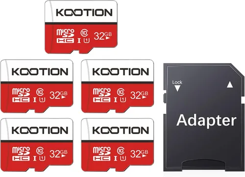 KOOTION Tarjeta Micro SD de 32 GB, 5 unidades, tarjeta de memoria flash MicroSDHC Clase 10 con adaptador UHS-I, Full HD, tarjeta TF C10 para