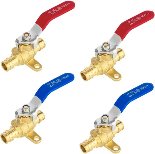Miniatura 9 de Paquete de 2 EFIELD Válvula de bola de latón de cierre completo de puerto completo de expansión de Pex A de 1/2 pulgada con oreja caída, rojo