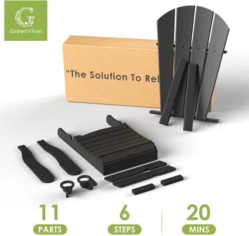 Miniatura 6 de GREENVINES Adirondack - Sillas con otomana Juego de 2 Plegables Reposapiés retráctil Plástico HDPE Silla para hoguera para todo