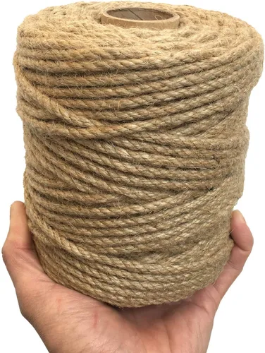 Cuerda de yute de 0.197 in, cuerda trenzada de yute de 328 pies, cuerda de cuerda gruesa y resistente para obras de arte de bricolaje, agrupación,