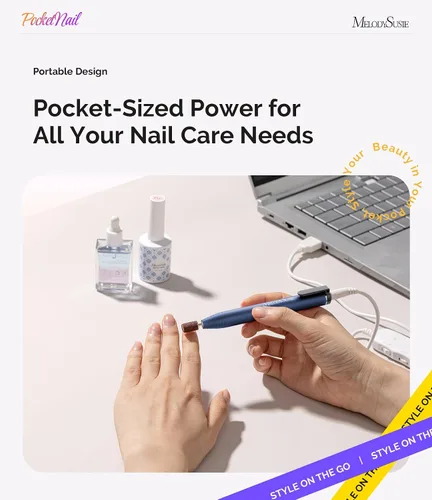 Miniatura 6 de MelodySusie PocketNail - Taladro de uñas USB delgado ergonómico en forma de bolígrafo, PC100G 20000 RPM, lima eléctrica portátil para todas