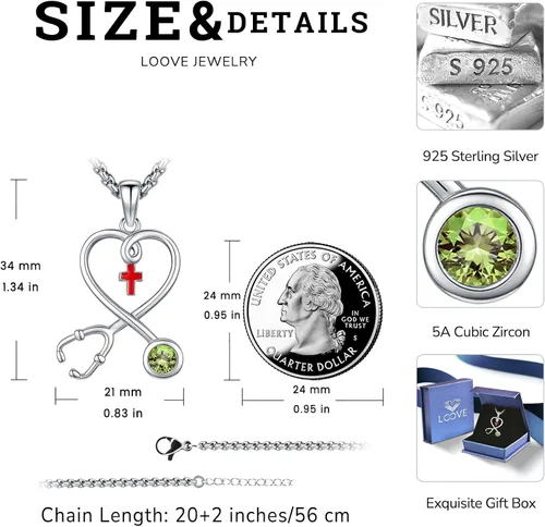 Miniatura 227 de Collar de alas de ángel de plata de ley 925, ángel de la guarda, enfermera RN caduceo, dije de ángel de cristal, joyería de regalo para mujer