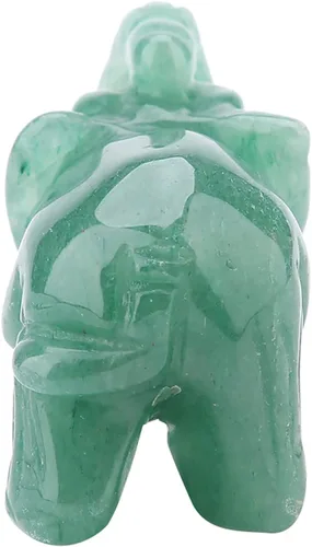Miniatura 9 de Akozon Figuras de 2 pulgadas de jade tallado de elefante de cristal, decoración del hogar, artículo de mobiliario (turina verde)