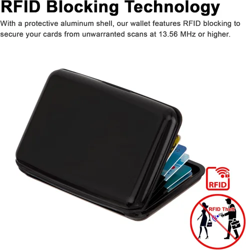 Miniatura 45 de Soporte para tarjetas de crédito, cartera metálica con bloqueo RFID para tarjetas de identificación para mujeres y hombres, funda rígida de aluminio