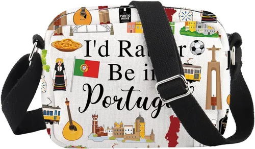 PWHAOO Portugal Trip Vacation Gift - Bolsa de maquillaje I'd Rather Be in Portugal - Bolsa de cosméticos Heritage - Regalo de recuerdo del orgullo,