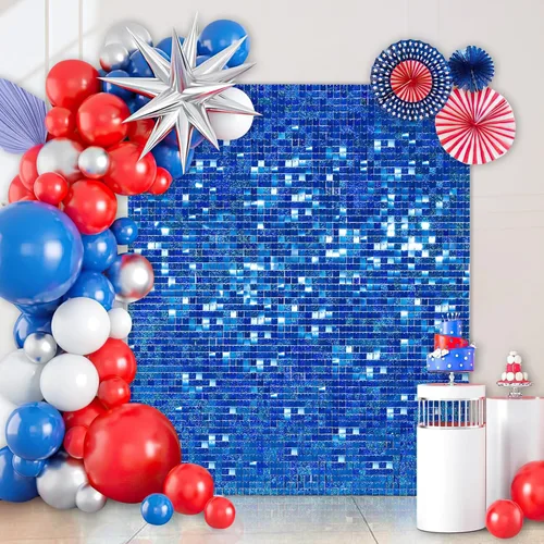 Miniatura 9 de Telón de fondo rojo iridiscente, paneles de fondo de pared brillante, fondo de Navidad para despedida de soltera, despedida de soltera, escenario