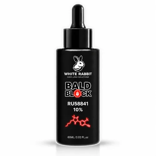 Bald Block - 10% RU58841 - Por White Rabbit - Suero de pérdida de cabello para hombres y mujeres - Potente bloqueador de DHT - Máxima resistencia -