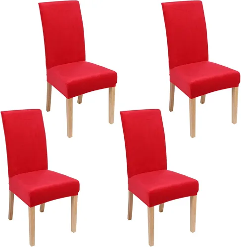 Miniatura 27 de smiry - Fundas para sillas de comedor de terciopelo elástico y suave, extraíbles, Terciopelo, Beige