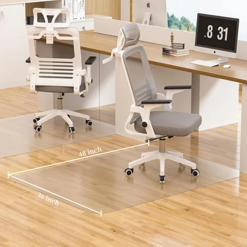 Miniatura 7 de Tapete para silla de oficina para suelo de madera dura, 36 x 48 pulgadas, paquete de 2 alfombrillas para sillas para suelos duros, tapete protector
