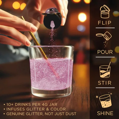 Miniatura 5 de Brew Glitter - Purpurina comestible rosa claro para bebidas, cócteles, cerveza y bebidas 1 frasco de 4g