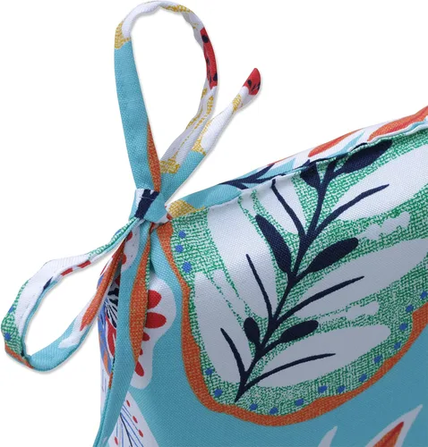 Miniatura 5 de Pillow Perfect Cojín floral brillante para silla de interior/exterior con lazos, 2 unidades, 15.5 x 18.5 pulgadas, azul/naranja Marlow