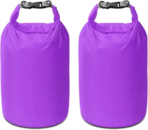 Miniatura 23 de Juego de bolsas secas, impermeables, pequeñas y ligeras, bolsas secas para tabla de remo, kayak, pesca, campamento (morado, 40L, 2 unidades)
