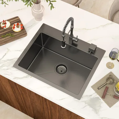 Miniatura 13 de Black Bar Sink Drop in 13x15 Inch Topmount Single Bowl Kitchen Sink Handmade T304 Stainless Steel Wet Bar Sink Outdoor RV Handmade Small Prep Sink