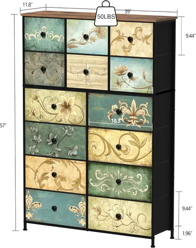 Miniatura 3 de Tohomeor Cómoda con Cajones para Dormitorio Cómoda de Cajones de Tela para Closet, Guardería, Entrada, Perchero de Pie, Soporte de TV para Sala