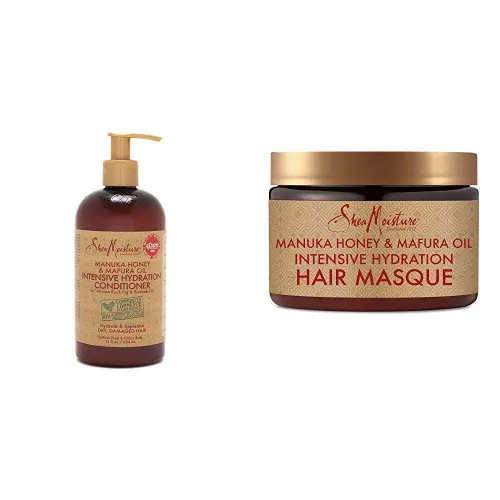 SheaMoisture Acondicionador de hidratación intensiva de miel de manuka y aceite de mafura y tratamiento capilar con mascarilla
