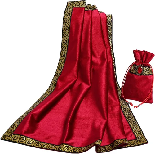 Miniatura 15 de BLESSUME Paño de mesa y bolsa de terciopelo de bruja Altar Tarot Paño cuadrado de adivinación (rosa)