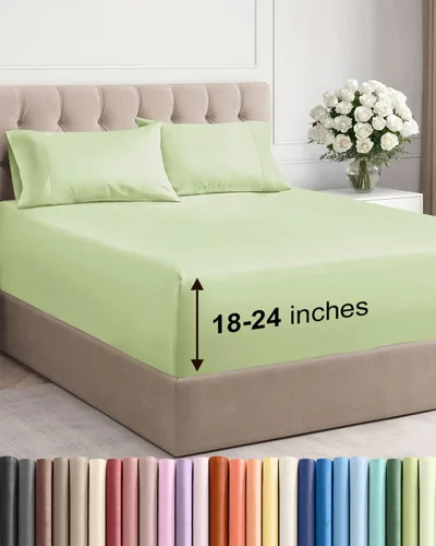 Miniatura 29 de Sábanas King divididas con bolsillos extra profundos, sábanas transpirables y refrescantes de 5 piezas, sábanas de lujo para hotel, suaves, sin 22
