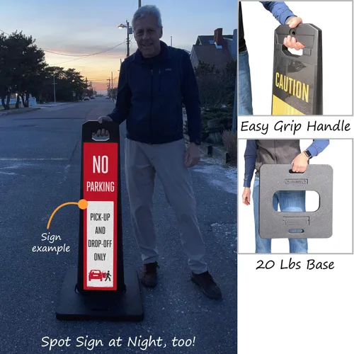 Miniatura 3 de SmartSign LotBoss - Kit de letreros verticales con base de goma, doble cara, 7.875 x 35.5 pulgadas, letrero reflectante de grado de ingeniero 3M