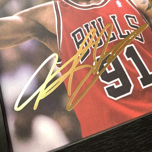 Miniatura 3 de ORIMAMI Póster deportivo de la superestrella Dennis Rodman de 8 x 6 pulgadas, con película firmada y de 0.039 x 1.378 in, gran regalo de recuerdo