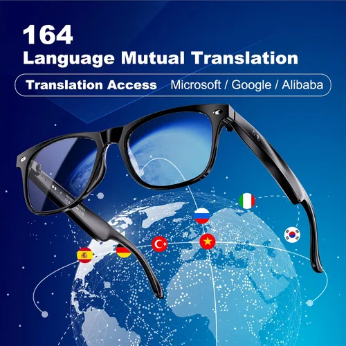 Miniatura 2 de Lentes inteligentes AI para mujeres y hombres, lentes de sol Bluetooth con GPT de chat y 164 idiomas, gafas de traducción con lente de cambio